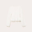 Blouse cropped grand col brod&eacute; ecru femme