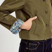 Veste courte boutonn&eacute;e doublure vichy vert kaki femme
