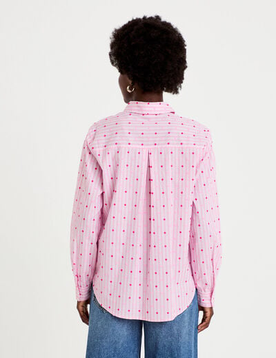 Chemise coupe ample manches longues rose femme