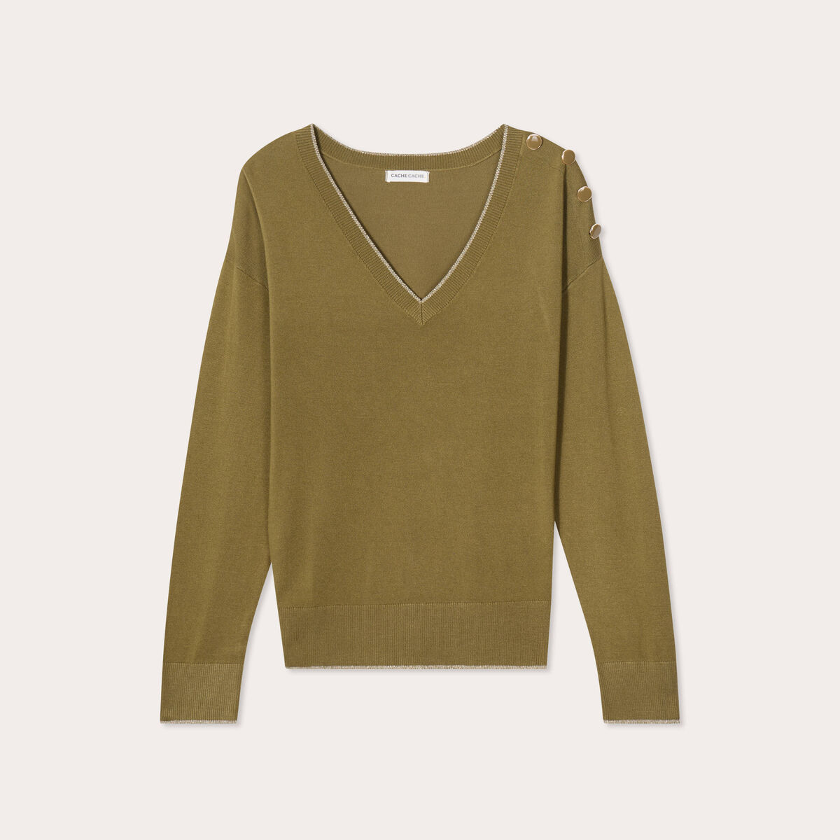 Pull manches longues vert foncé femme