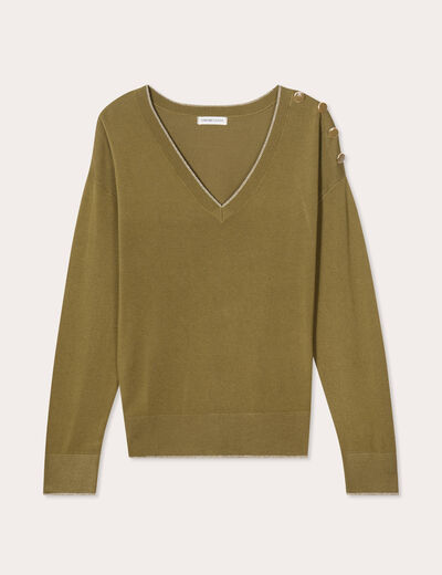 Pull manches longues vert foncé femme