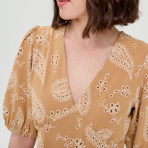 robe evasee manches courtes camel femme Robe évasée manches courtes camel femme