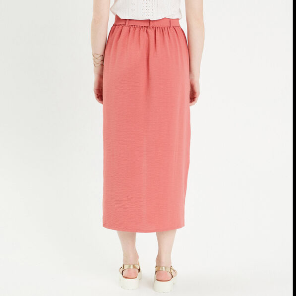 jupe midi droite fendue vieux rose femme Jupe midi droite fendue vieux rose femme