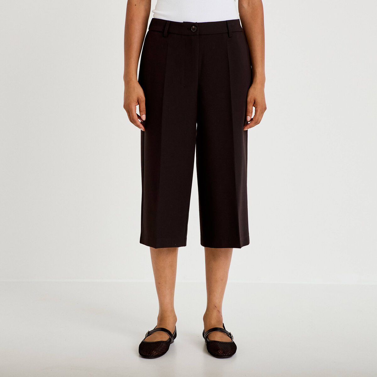 Bermuda coupe large noir femme