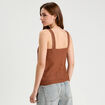 Débardeur effet crochet marron femme