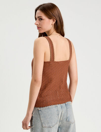 Débardeur effet crochet marron femme
