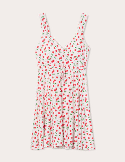 Robe évasée bretelles blanc femme