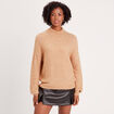 Pull col montant beige femme