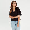 Blouse manches courtes brodée noir femme
