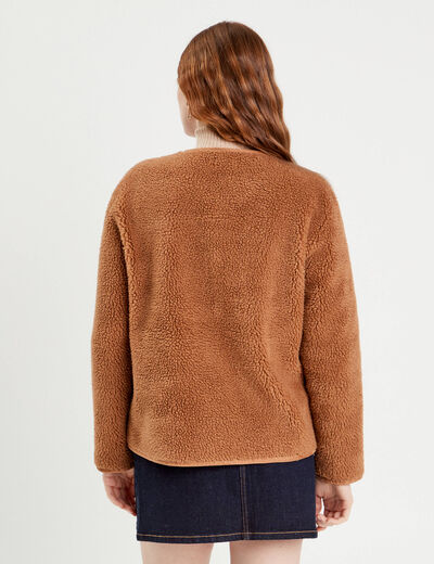 Veste effet polaire beige femme