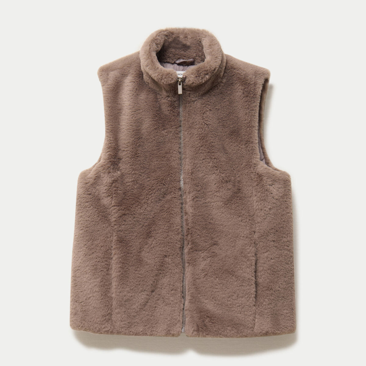 Veste courte ajust&eacute;e sans manches taupe femme