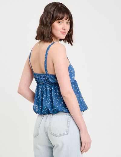 Top bretelles fines bleu foncé femme