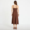 Robe longue droite en maille marron femme