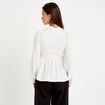 Blouse droite manches longues pliss&eacute;e ecru femme