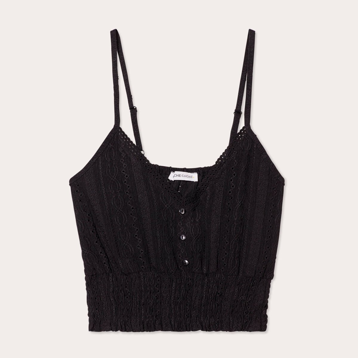 Blouse broderie anglaise noir femme