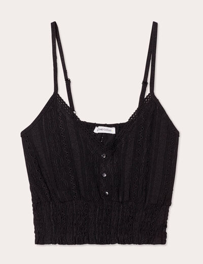 Blouse broderie anglaise noir femme