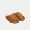 Chaussons aspect daim camel femme