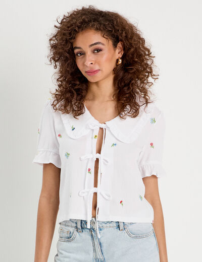 Blouse nouée blanc femme