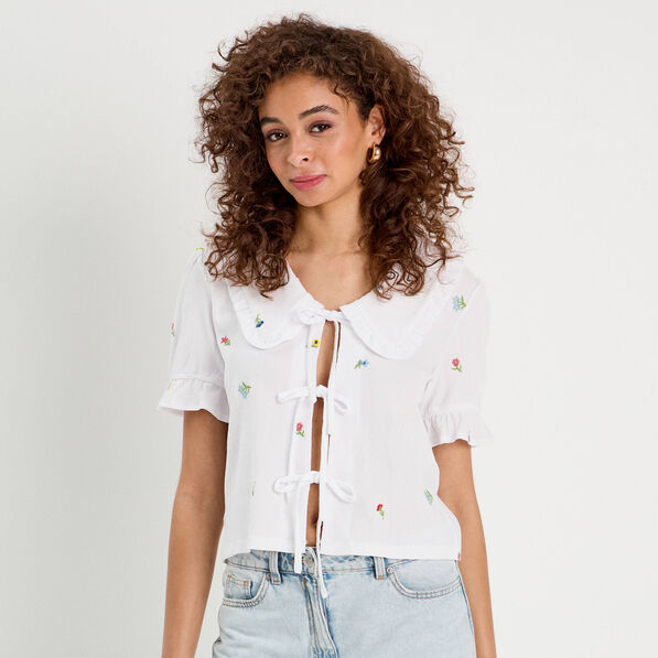 blouse nouee blanc femme Blouse nouée blanc femme