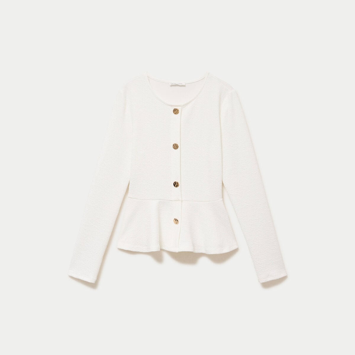 Top p&eacute;plum ajust&eacute; manches longues ecru femme