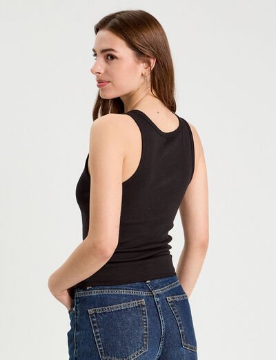 D&eacute;bardeur c&ocirc;tel&eacute; avec brassi&egrave;re int&eacute;gr&eacute;e noir femme