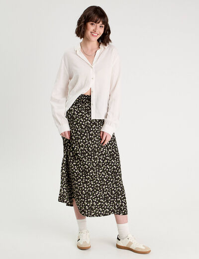 Jupe longue fluide noir femme