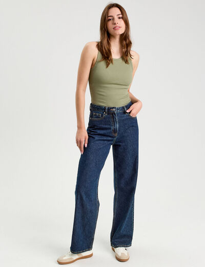 Débardeur côtelé vert kaki femme