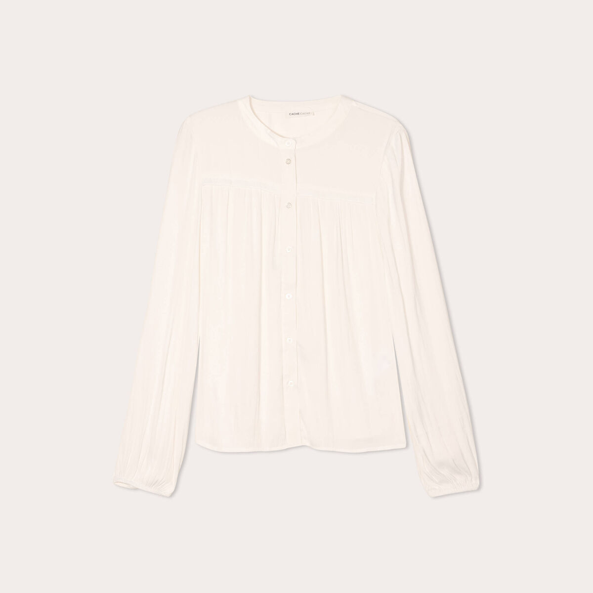 Blouse manches longues satin ecru femme