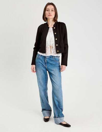 Veste avec boutons noir femme