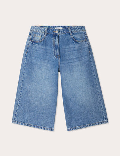 Bermuda large en jean denim double stone femme