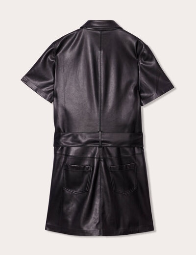 Robe moulante simili cuir noir femme