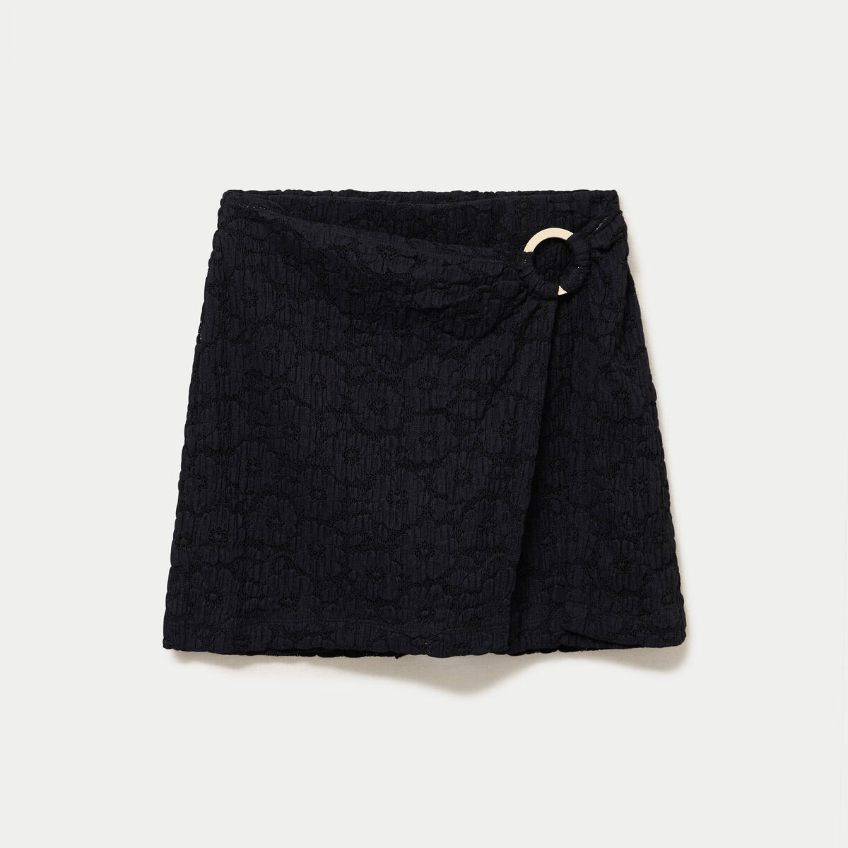 Jupe-short &eacute;vas&eacute;e en maille noir femme