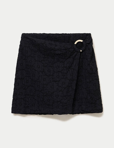Jupe-short &eacute;vas&eacute;e en maille noir femme