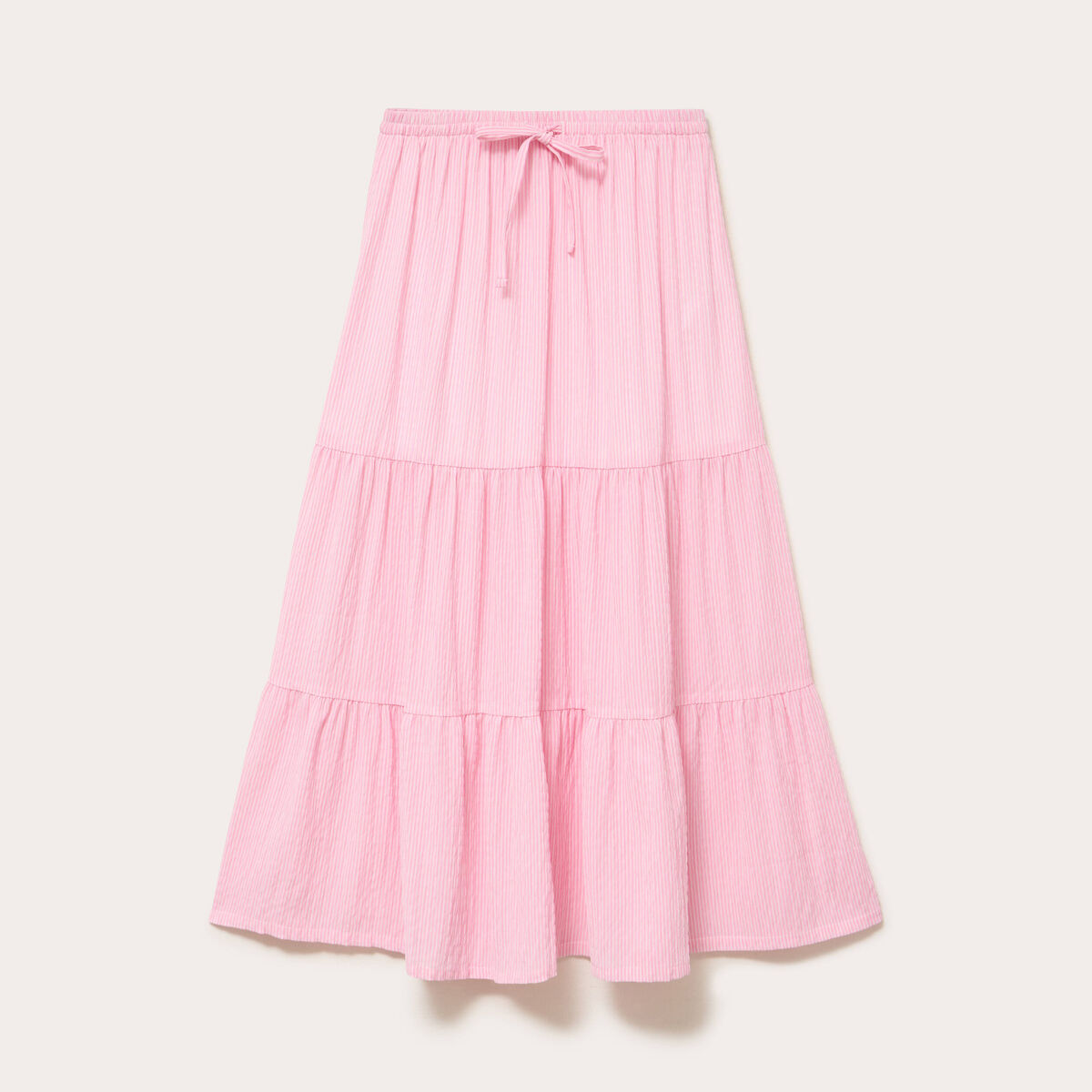 Jupe longue trap&egrave;ze rose clair femme