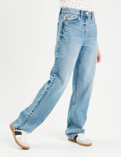 Jeans droit 5 poches denim double stone femme