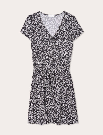 Robe évasée boutonnée noir femme