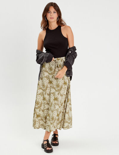 Jupe longue évasée blanc femme