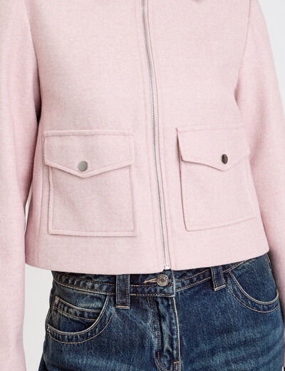Veste zippée rose poudrée femme