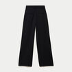 Pantalon large taille haute en maille noir femme