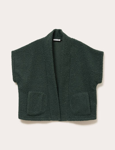 Gilet oversize cropped manches courtes vert fonc&eacute; femme