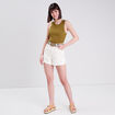 Pull d&eacute;bardeur c&ocirc;tel&eacute; vert olive femme