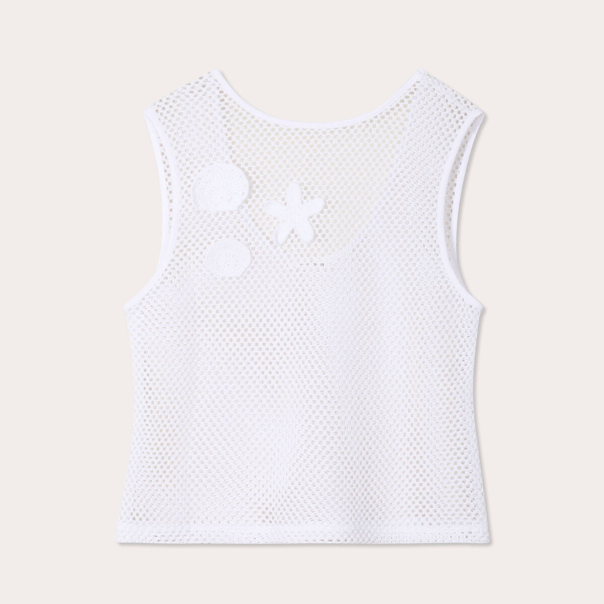 Débardeur effet crochet blanc femme