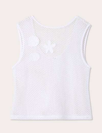 Débardeur effet crochet blanc femme