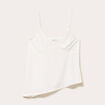 Débardeur asymétrique court col v ecru femme