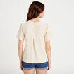 Blouse col v manches courtes ecru femme