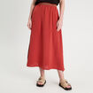 Jupe longue évasée fluide vieux rose femme