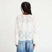 Blouse col rond manches longues dentelle ecru femme
