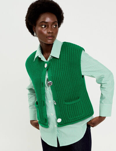 Gilet sans manches vert fonc&eacute; femme