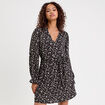 Robe droite ceintur&eacute;e blanc femme
