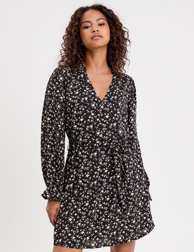 Robe droite ceintur&eacute;e blanc femme